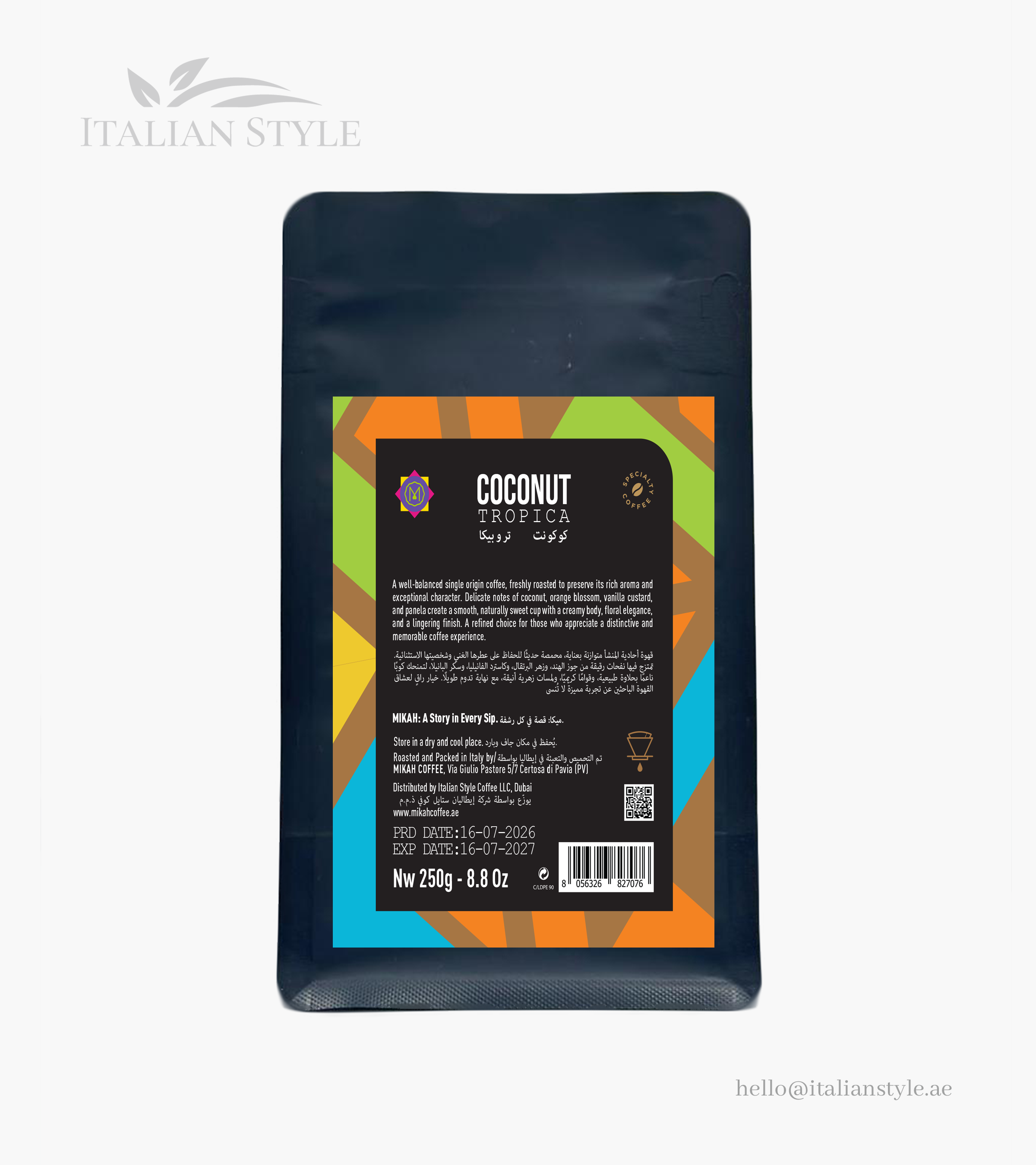 MIKAH Coconut Tropica Specialty Coffee Beans 250 G