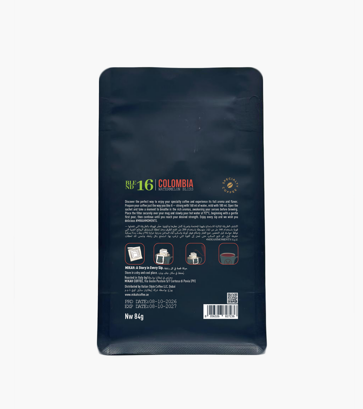 MIKAH Colombia Watermelon Bliss Specialty Pour-Over Coffee 84g