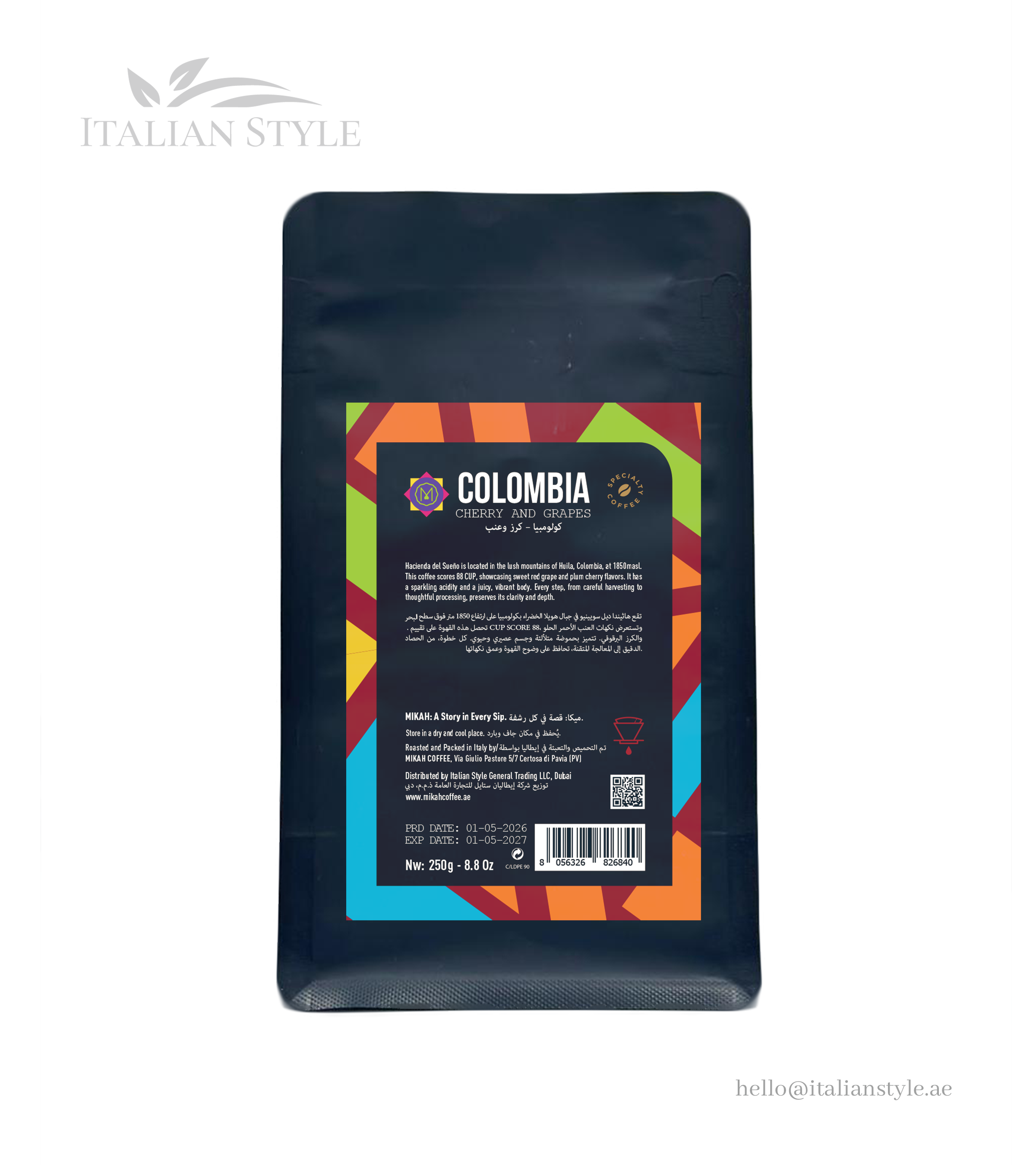 MIKAH Colombia Private Selection - Cherry and Grapes Specialty Coffee 250 G