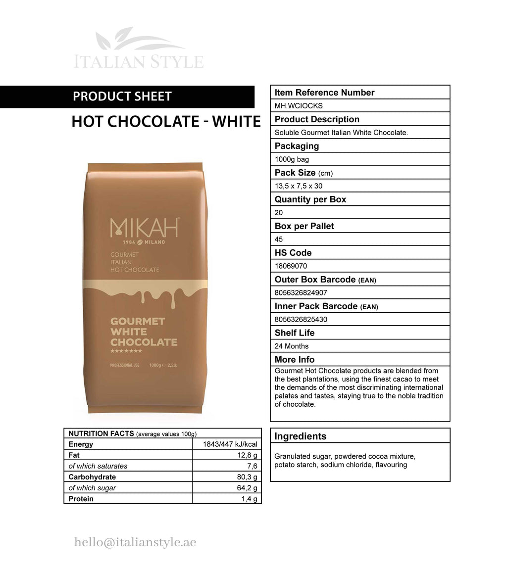 Mikah Gourmet  Hot White Chocolate 1 KG