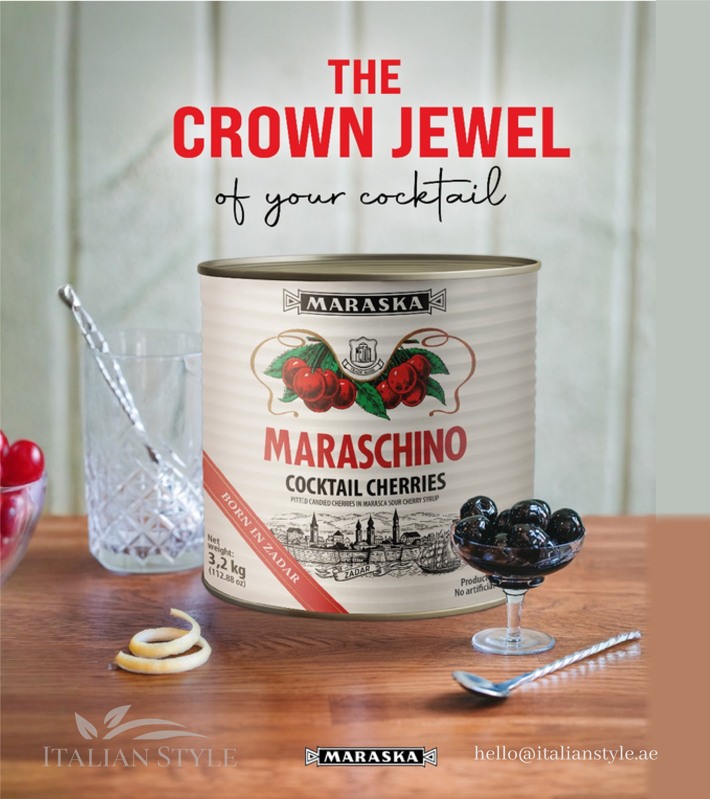 Maraska Maraschino Cocktail Cherries 3.2KG (112.8 oz.) Can