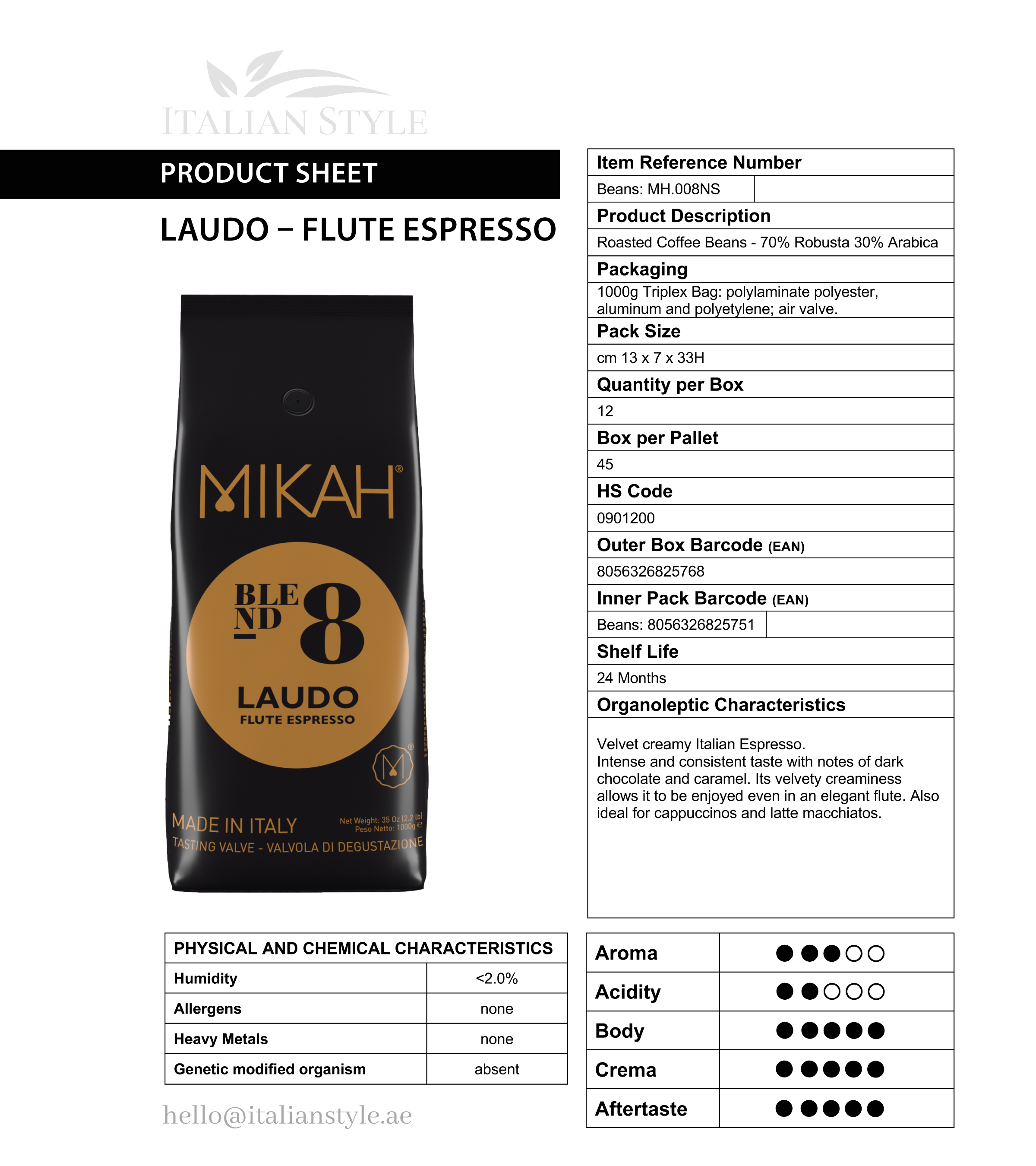 Laudo N.8 - 1kg Barista's Choice - Espresso Intenso e Cremoso