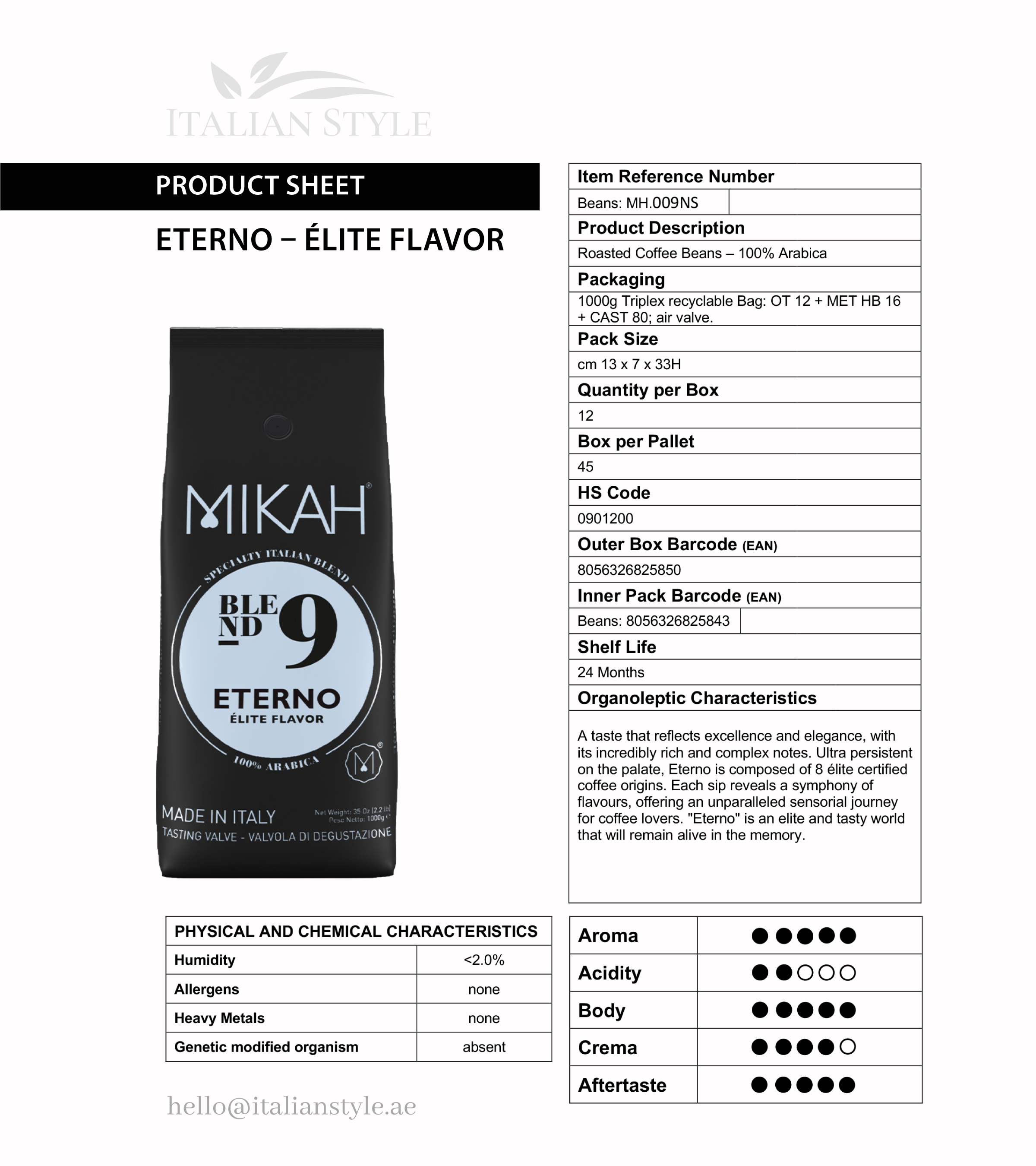 Eterno N.9 - 100% arabica - specialty coffee -  1kg Elite Flavour